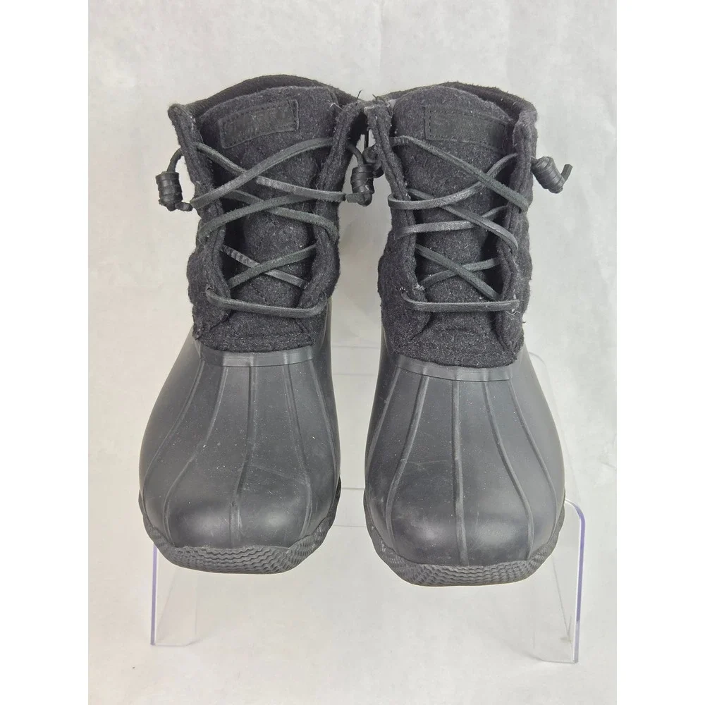Sperry Saltwater Quilted Wool Duck Boots Black Womens 8.5 Rain Casual Monochrom